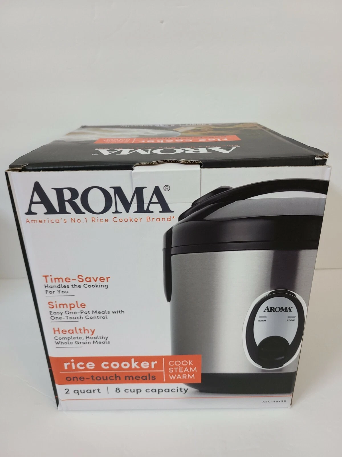 Aroma 8 Cup Rice Cooker - Stainless Steel ARC-904SB