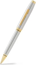 Cross  Ballpoint Pen Polished Chrome & Gold Tone Coventry AT0662-2 New In Box