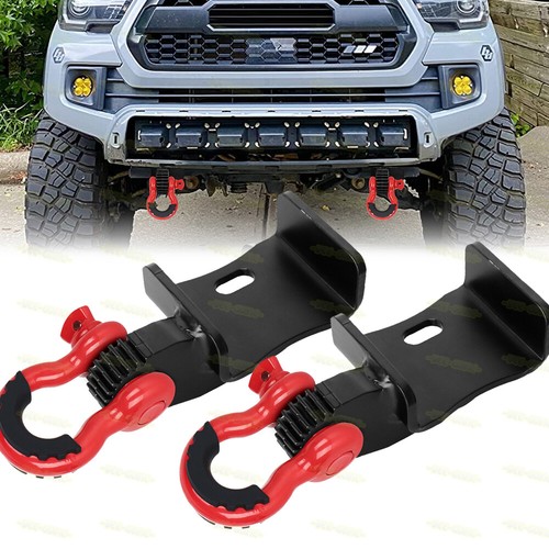 Pair Front for 09-21 Toyota Tacoma Demon Brackets Tow Hook + D-Ring Shackles - Bild 3 von 13