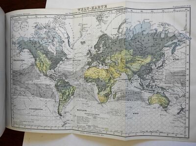 Effects of the Wind on the Earth 1876 Czerny Petermann scarce color map