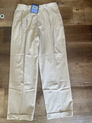 Henry Jacobson Mens Dress Pants Lt Beige 100% Cotton Pleated Zip 36x32 |  eBay