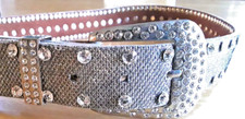 Women S Silver Rhinestone Belt Silver Detail Gem Stones Glitter