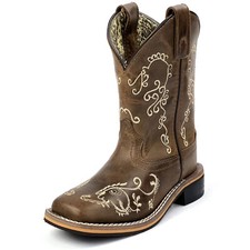 SMOKY MOUNTAIN BOOTS Girls' Marilyn 3845 Western Distressed Leather Boots, Sizes