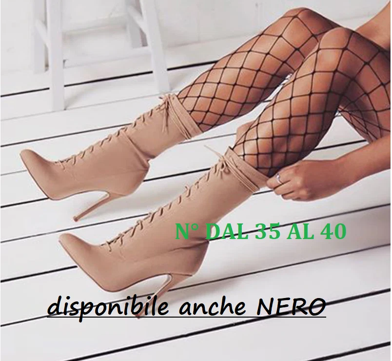 SCARPE DONNA STIVALI ELASTICIZZATI A CALZA CALZINO TACCO ALTO SPILLO