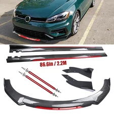Front Bumper Lip Spoiler Splitter Side Skirt For VW Golf GTI MK7 MK6 Carbon Fibe