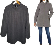 Intl D.e.t.a.i.l.s Dress Coat Women's Size Large Gray Faux Wool Jacket Zip Nwot