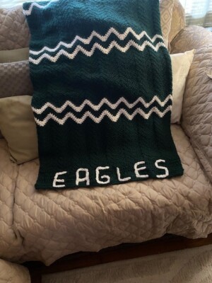 Philadelphia Eagles Themed Hand Crocheted Afghan (Queen Sized)