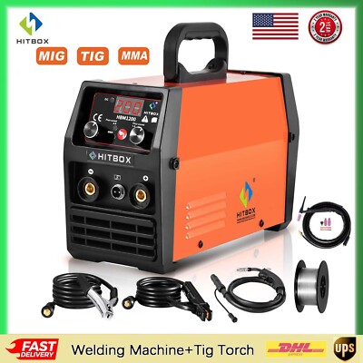 HITBOX 3 IN 1 MIG Welder ARC MMA LIFT TIG 110V/220V Welding Machine & TIG Torch