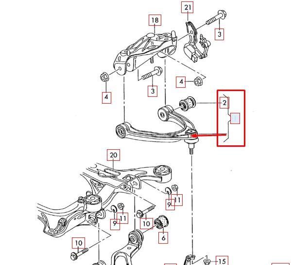 NOVO AUDI Q7 4L BRAÇO DE CONTROLE SUPERIOR ESQUERDO DIANTEIRO 7L0407021B FABRICANTE DE EQUIPAMENTO ORIGINAL 2015 SEM DEVER 🇺🇸 - Imagem 2 de 2