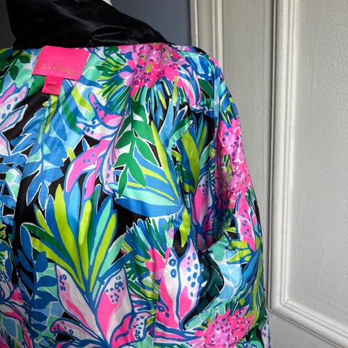 Lilly Pulitzer Doria Puffer Jacket Black Ruffles Down Filled Women's Size 2 - Picture 15 of 17