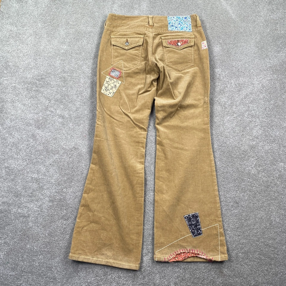 Pantalones Younique Pana Patchwork Pierna Acampanada Para Mujer Talla 11 Caqui Tostado Tiro Bajo Foto 2 de 4