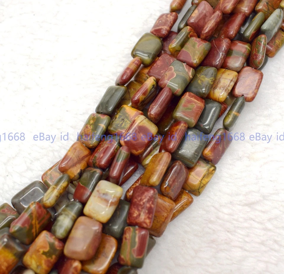Großhandel 13x18mm Rechteck Mehrfarbig Picasso Jasper Edelstein Lose Perlen 38cm - Bild 2 von 4