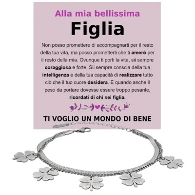 Bracciale Donna A mia Figlia Regalo per lei Natale - Cofanetto con DEDICA incl