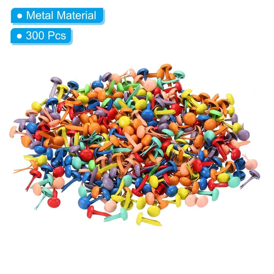 300 Pcs 4.5 x 8 mm Mini Brads for Paper Crafts Paper Fastener Assorted Colors - Image 3 of 4