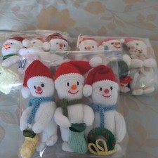 Hand Knitted Christmas Snowmen 