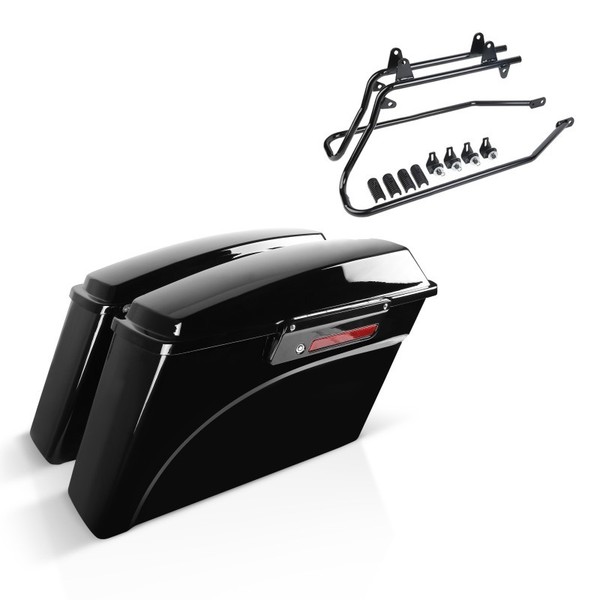 Set Mit Seitenkoffer Und KofferträGer FüR Harley Davidson Softail Bad Boy 95-98-image
