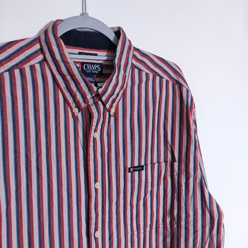 Camisa Ralph Lauren Chaps Rosa Rayas Grande Retro Manga Larga Para Hombre Informal De Colección - Imagen 2 de 13