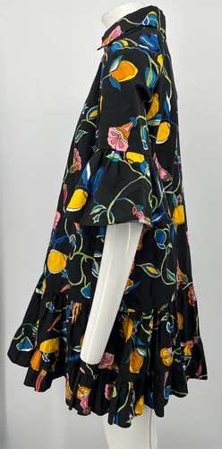 La DoubleJ Black Choux Borboni Printed Cotton-Poplin Mini Shrit Dress sz L - Picture 3 of 6
