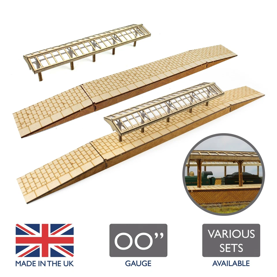 WWS Model Railway Station Platforms & Canopies –OO Gauge 1:76 MDF Building Track - Image 2 of 4