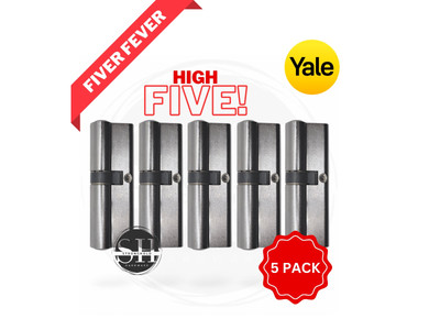 5 Stück || Yale 6-poliges Eurozylinderschloss 40/50 mm (90 mm) Nickel satiniert 