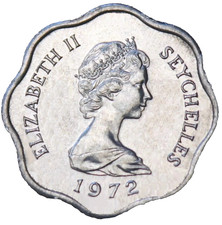 1972 SEYCHELLES - 5 Cents - Very Vintage UNCIRCULATED - Highly Collectible Coin