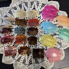 Vintage Hair Side Combs Made in France  USA Tortoise Mauve Pastels 26 Total