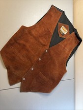 Paragraff Clothing Co Vest Brown Black Men s XL Vintage Leather Rayon