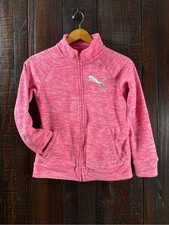 Puma Pink Heather Full-Zip Girls' Fleece Jacket Size Large
