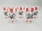 Vintage Hazel Atlas Circus Carousel 4" Short Drinking Glass Set x5