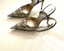 Escarpins Pointu En Python, Strass- Luca Valentini-made In Italy-Taille 38,5