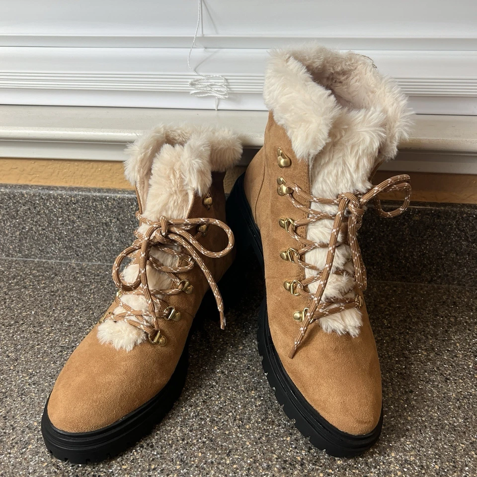 J.CREW Mujer Talla 8.5 Forro de Piel Sintética Invierno Senderismo Bota Castaño Marrón Sintético Foto 2 de 4