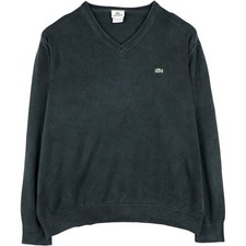 Used Lacoste V-neck cotton knit sweater French design size 7 equivalent to ...