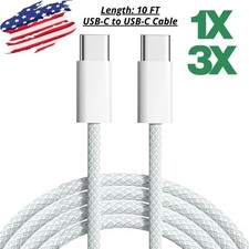 10FT PD 60W USB-C to Type C Cable For iPhone Air 17 16 15 Pro Fast Charging Cord