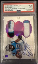 2018 Panini Flawless DJ Moore Dual Patch  Auto - Ruby RC #RCD-DM 2/5 PSA MINT 9