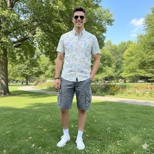 American Eagle Grey Cargo Shorts Mens Size Medium Active Flex Hiking Utility