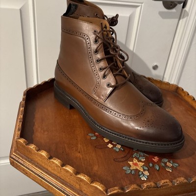 New Polo Ralph Lauren Asher Leather Wingtip Dress Boots Brown Men's US 12