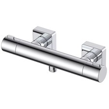 Image of RAK Blade Wall-Mount Exposed Thermostatic Bar Shower Valve Bottom Outlet Chrome