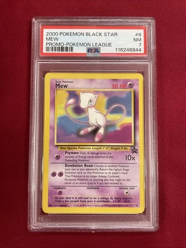 Graded PSA 7 2000 Pokemon Black Star Mew Promo-Pokemon League #8 NM