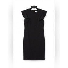 Calvin Klein Black Ruffle Cap-Sleeve Dress Size 6
