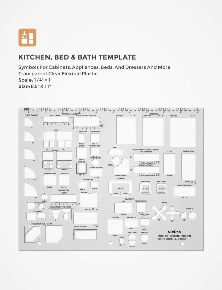 3 Pack Architectural Templates Drafting Tools House Interior Design Template - Image 3 of 4