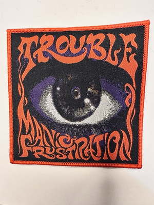 #ad TROUBLE MANIC FRUSTRATION RED BORDER 4X4 INCHES WOVEN PATCH $8.29