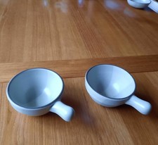 Set 2 Heath Ceramics USA Stackable Lug Handle Chili Soup Bowl Birch, Tan Beige