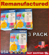 Genuine Brother LC203CL XL Ink Cartridge High Yield Sealed New 11/2023 3 PK