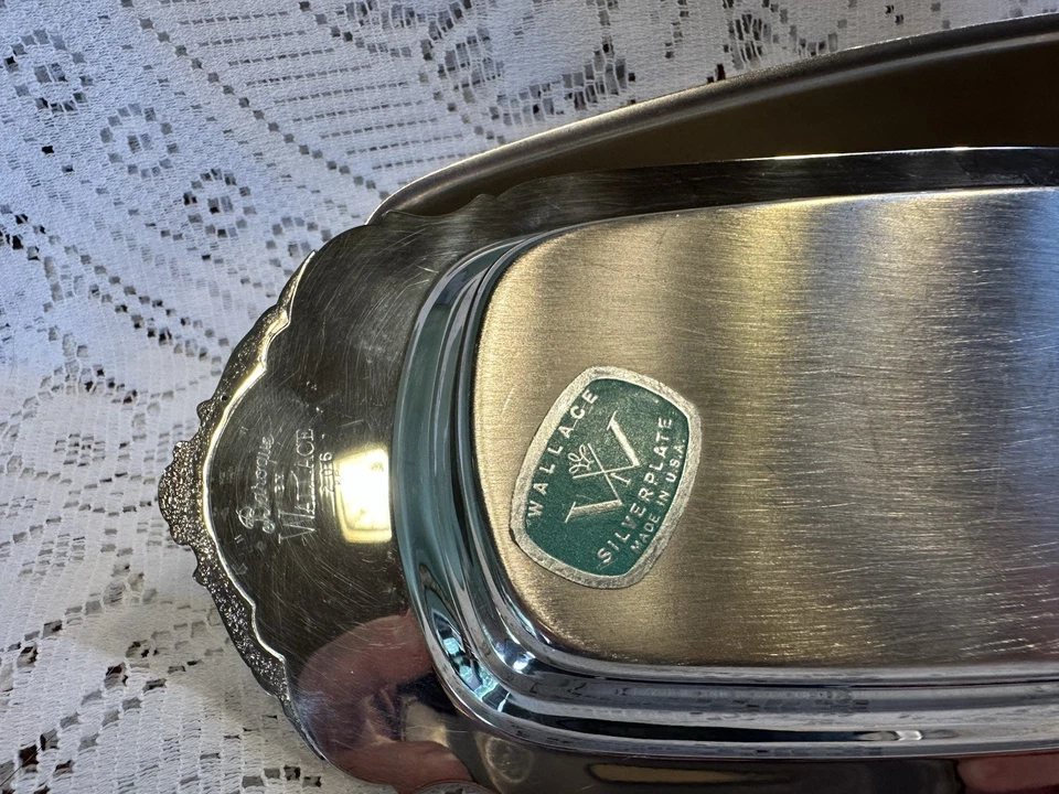 Plato de mantequilla cubierto vintage barroco de Wallace plateado #206 Foto 4 de 4