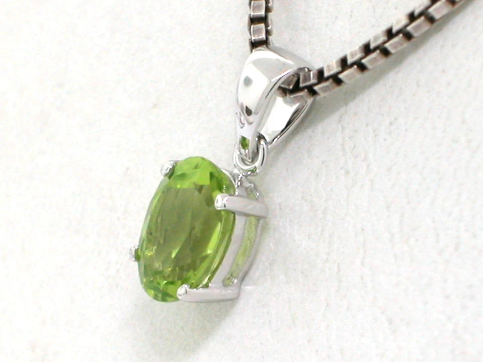 Peridot Anhänger 585 Weißgold 14Kt Gold 1 natürlicher facettierter Peridot - Bild 3 von 4
