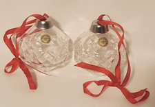 2 Vintage Hand Cut Lead Crystal Octagon Glass Ball Ornament 24%Pb Czech Republic