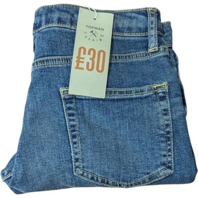 Topman Jeans Mens 28 S Short Stretch Skinny Blue Denim Measures (29.5x29.5)