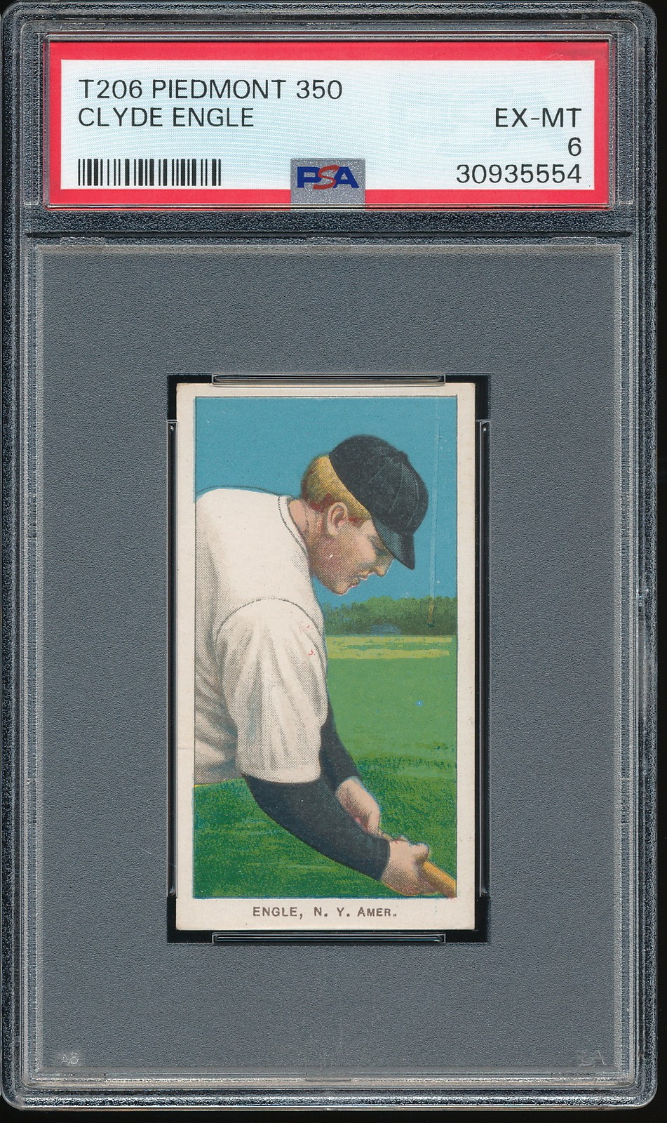 T206 Piedmont 350/25 Clyde Engle PSA 6 -New York Highlanders- POP 34 - centered