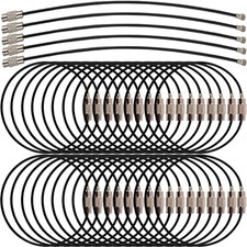 60PCS Black Stainless Steel Loops 1.5mm Coated Wire Keychain Cable Large