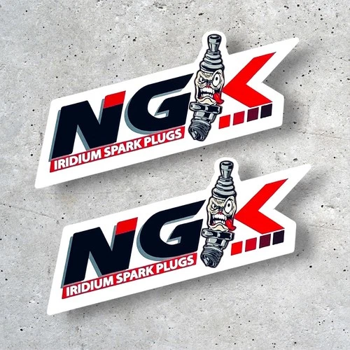 NGK Spark Plugs , Stickers, Decals ( PAIR ) Iridium   Vintage , Retro, 100mm